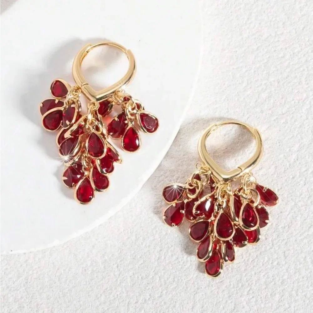 Red Teardrop Earrings #1964